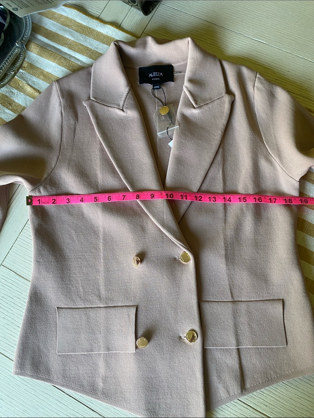 Aleeza Paris Haylee Blazer, double breasted, size Large, dusty pink - Picture 13 of 14